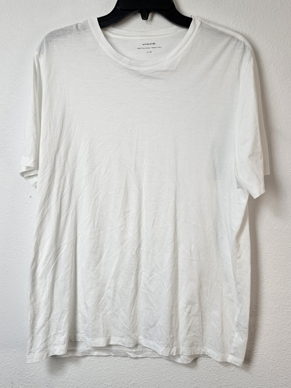 Vince 100% Pima Cotton Classic Crew Neck T-Shirt - White Size Large